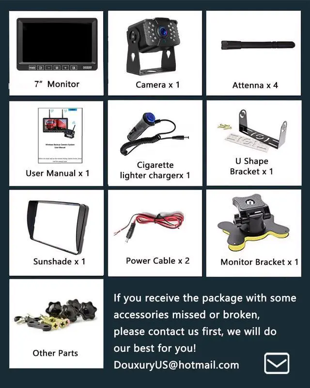 Alt view image 7 of 7 - Wireless RV Backup Camera, IP69 Waterproof 170° Wide View Angle HD 1080P Rear View Camera + HD LCD 7" Monitor, Digital Wireless Camera System for RV Truck 5th Wheel Trailer Pickup Camper Bus