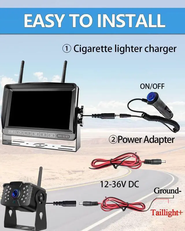 Alt view image 6 of 7 - Wireless RV Backup Camera, IP69 Waterproof 170° Wide View Angle HD 1080P Rear View Camera + HD LCD 7" Monitor, Digital Wireless Camera System for RV Truck 5th Wheel Trailer Pickup Camper Bus