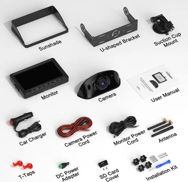Alt view image 7 of 7 - HD 7-inch Wireless RV Backup Camera System, 1080P 7'' IPS Monitor & 1 Rear View Camera, IR Night Vision Recording IP69 Waterproof Compatible with Furrion Pre-Wired RV Truck Trailer - DW7Y5