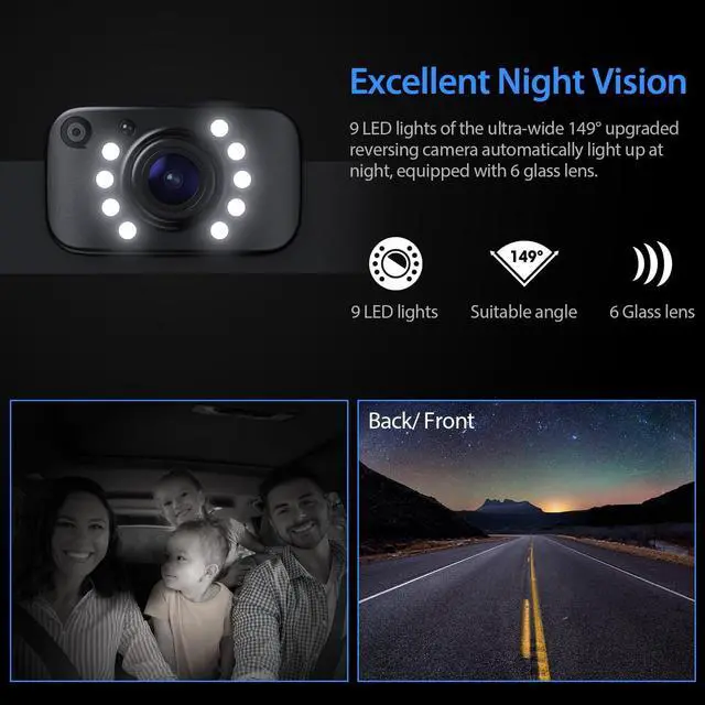 Alt view image 4 of 7 - eRapta Backup Camera for Truck 7''HD 2K Front/Rear View Monitor kit IP69 Waterproof Night Vision DIY Grid Lines for Car RVs Trucks Tractors Bus Semi-Trailers Pickup AY7