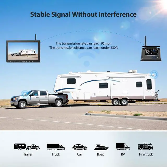 Alt view image 4 of 7 - Magnetic Solar Wireless Backup Camera HD 1080P 10'' DVR Monitor, Dual RV Cameras Wireless System for Hitch Towing Travel RV Camper 5th Wheel, Built-in 9600mAh Battery & Solar Panel, BSC102