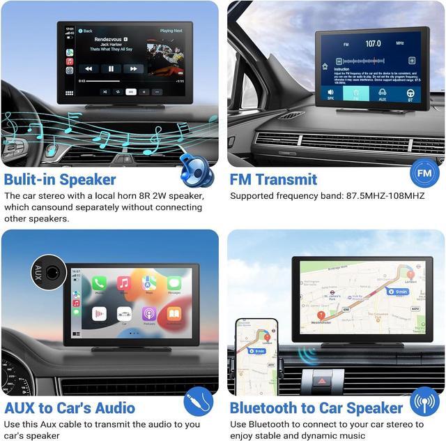 Alt view image 4 of 7 - Wireless Carplay Touchscreen with 4K Dash Cam, 9'' Portable  Carplay & Android Auto Car Stereo, Carplay Screen with 1080p Backup Camera, GPS Navigation/Mirror Link/Voice Control/Bluetooth