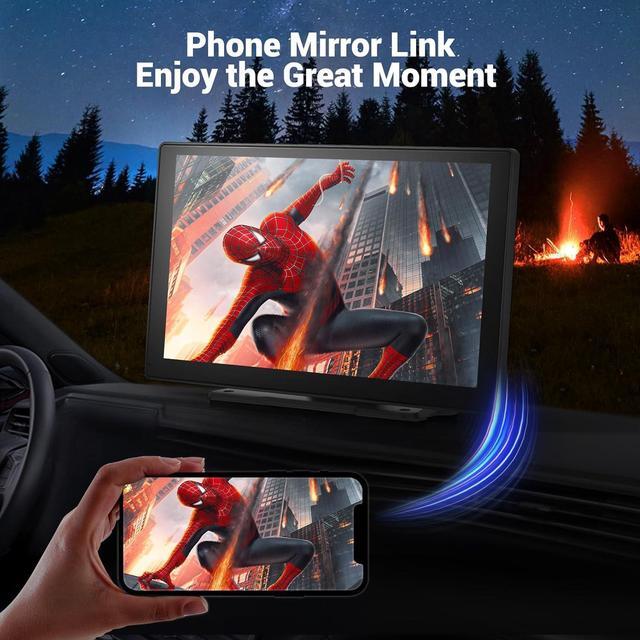 Alt view image 7 of 7 - Wireless Carplay Touchscreen with 4K Dash Cam, 9'' Portable  Carplay & Android Auto Car Stereo, Carplay Screen with 1080p Backup Camera, GPS Navigation/Mirror Link/Voice Control/Bluetooth