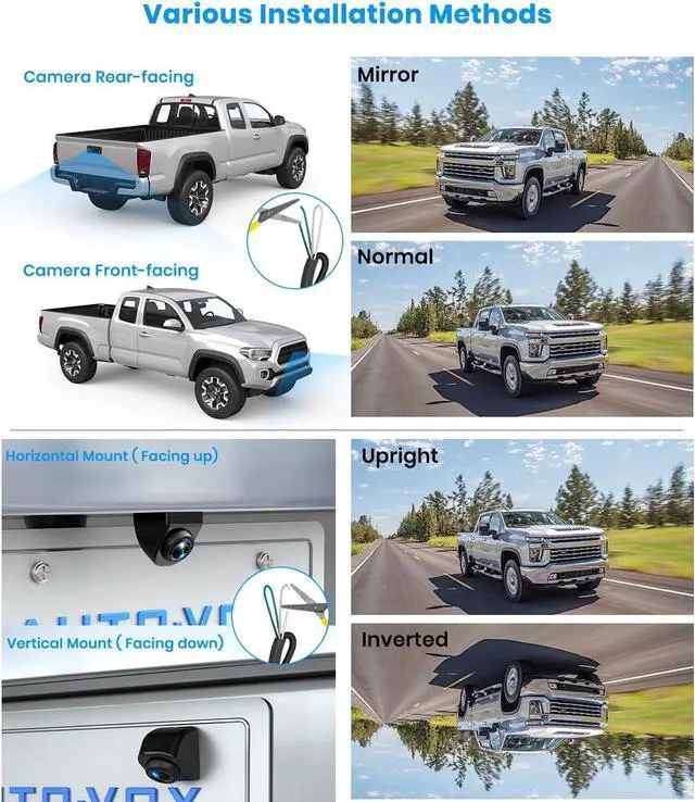 Alt view image 7 of 7 - 180° Front/Backup Camera, OEM Mini Style, Screw-Free Easy Install, Side/Rear View Camera, IP69K Waterproof & 0.1Lux Low Light Back Up Camera for SUV/Pickup Truck/RV/Van/Camper/Car