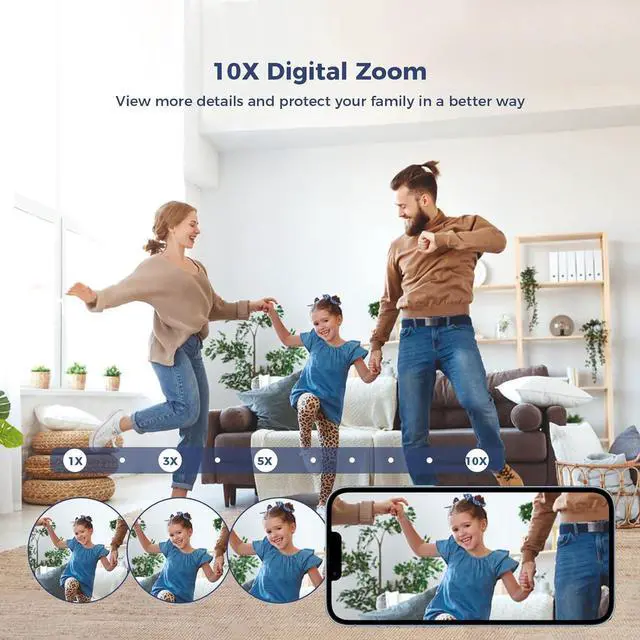 Alt view image 2 of 7 - Hiseeu Light Bulb Security Camera Wireless WiFi 5G 2.4GHz,10X Zoom PTZ Light Socket Security Camera for Home, 2-Way-Audio, Auto Tracking Alarm, 3MP Color Night Vision, SD Cloud Storage Dual Lens