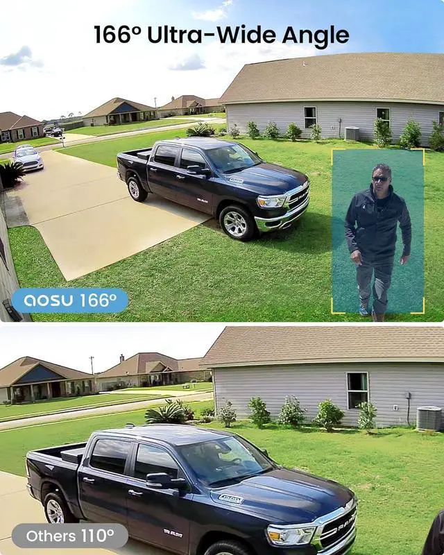 Alt view image 5 of 7 - AOSU Security Cameras Wireless Outdoor Home System, True 2K HD Night Vision, No Subscription, 240-Day Battery Life, 166° Wide View, Spotlight & Siren Alarm, Motion Alert, Support 2.4G & 5G WiFi Router