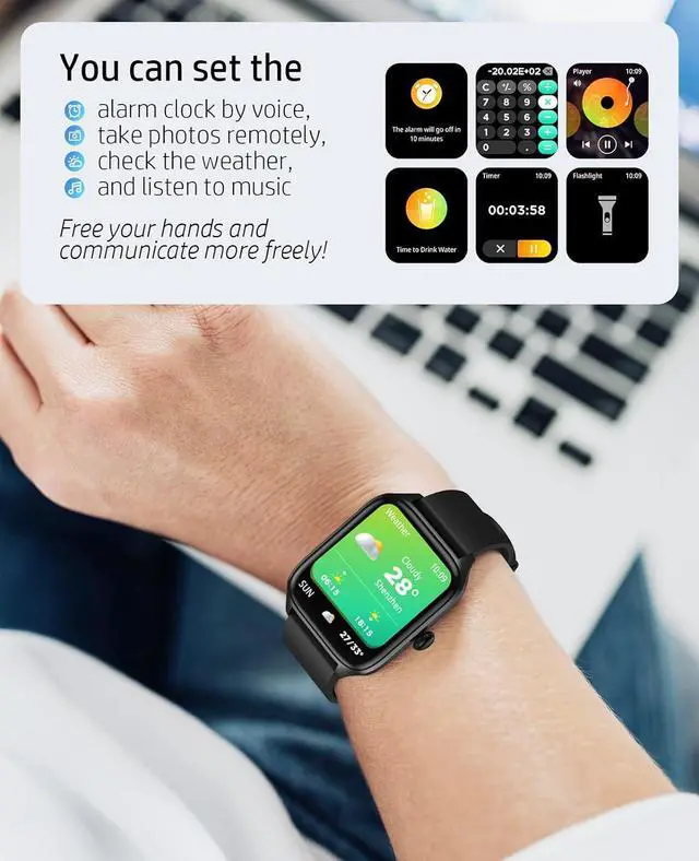 Alt view image 5 of 7 - Smart Watch for Women with Bluetooth Call,Activity Fitness Tracker 1.96" HD Full Touch Screen with Heart Rate/Sleep Monitor,Waterproof Smartwatches for iOS Android