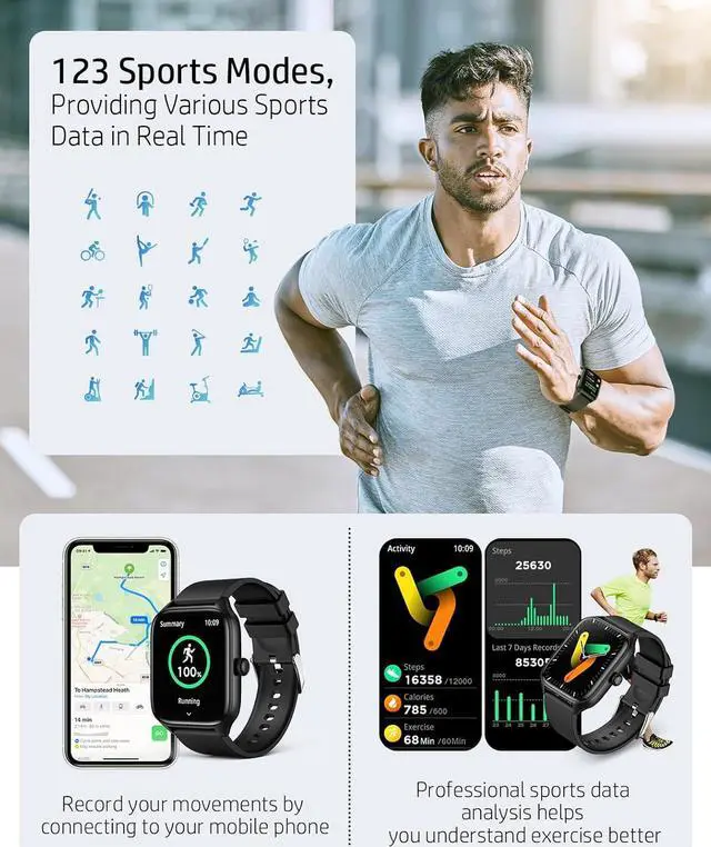 Alt view image 7 of 7 - Smart Watch for Women with Bluetooth Call,Activity Fitness Tracker 1.96" HD Full Touch Screen with Heart Rate/Sleep Monitor,Waterproof Smartwatches for iOS Android
