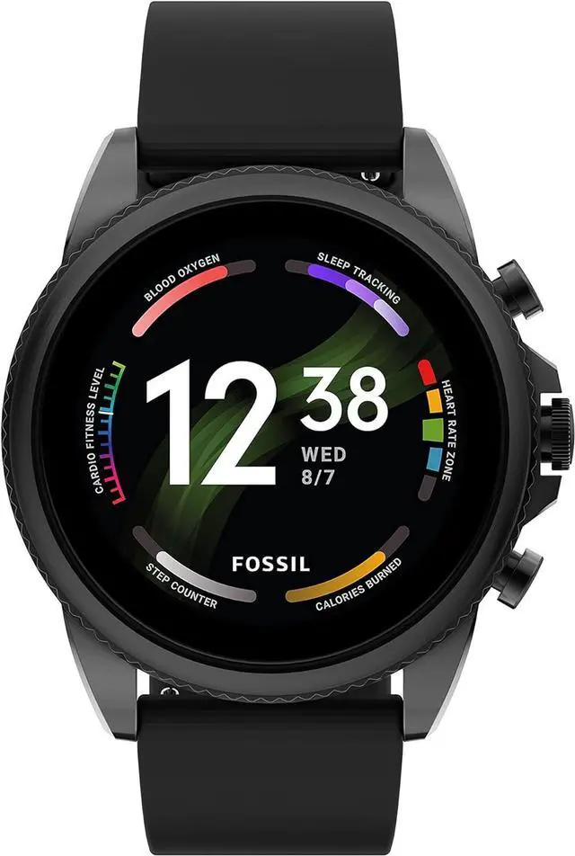 Main image of Men's Gen 6 44mm Stainless Steel and Silicone Touchscreen Smart Watch, Color: Black (Model: FTW4061V)