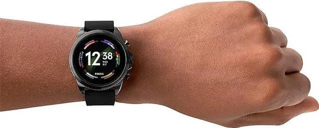 Alt view image 5 of 6 - Men's Gen 6 44mm Stainless Steel and Silicone Touchscreen Smart Watch, Color: Black (Model: FTW4061V)