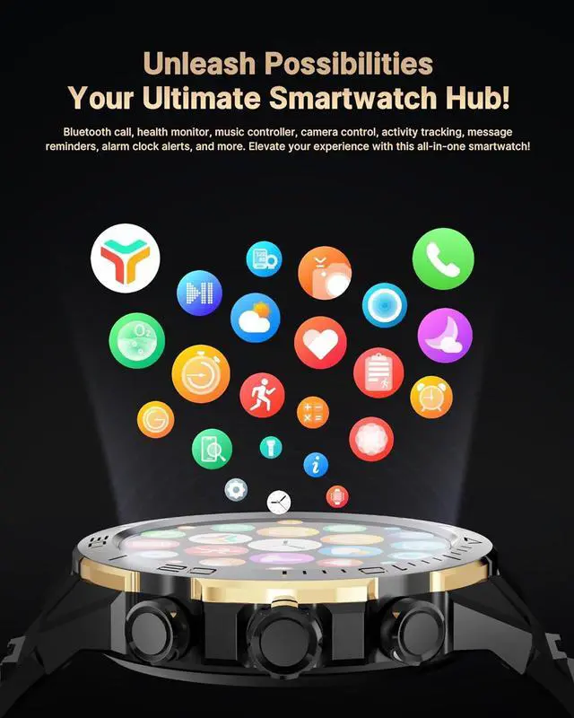 Alt view image 7 of 7 - Smart Watch for Men Answer/Make Call for Android iPhone, 1.43" AMOLED HD Screen Mens Luxury Watch, 400mAh Heavy Duty Smartwatch Heart Rate Blood Oxygen Blood Pressure Sleep Monitor Pedometer,2 Straps