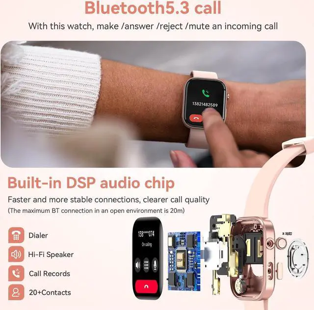 Alt view image 3 of 7 - Smart Watch for Men Women iPhone & Android,1.99" AMOLDE Screen 3ATM Waterproof Fitness Watch with Answer/Make Call AI Voice,24H-Heart Rate/SpO2/BP Monitor,120+ Sports Modes (Black)