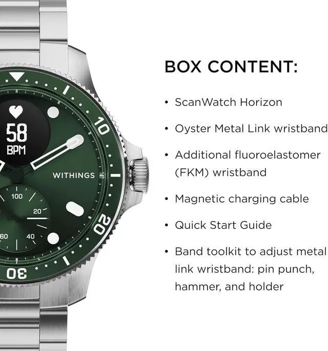 Alt view image 7 of 7 - ScanWatch Horizon - Hybrid Smartwatch & Activity Tracker with Connected GPS, Heart Rate Monitor, Sleep Monitor, Smart Notifications, Water Resistant with 30-day Battery Life, Android & iOS