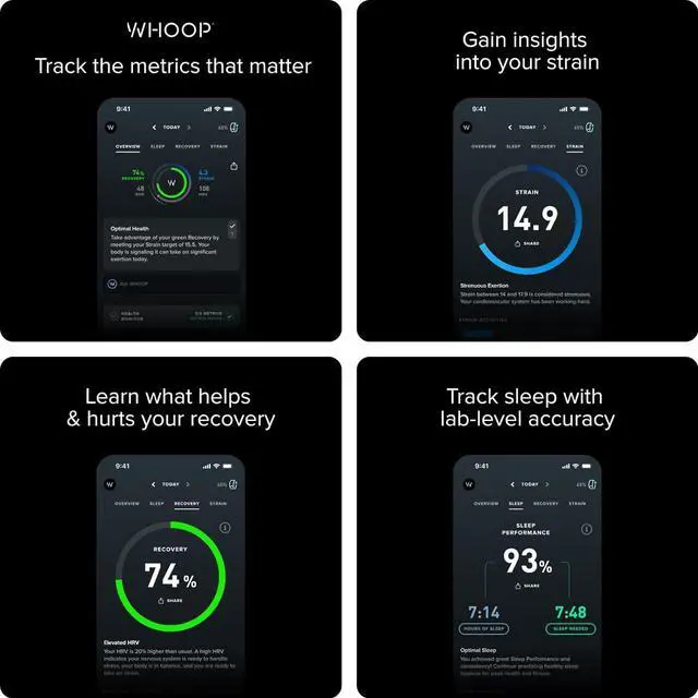Alt view image 4 of 6 - 4.0 with 12 Month Subscription  Wearable Health, Fitness & Activity Tracker  Continuous Monitoring, Performance Optimization, Heart Rate Tracking  Improve Sleep, Strain, Recovery, Wellness