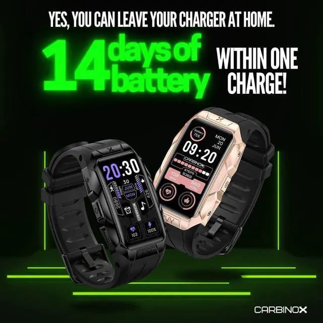 Alt view image 3 of 7 - Ivy Smart Watch Rugged Fitness Tracker IP69K Waterproof Compatible with Android and iOS Phone Heart Rate Sport Modes (Black)