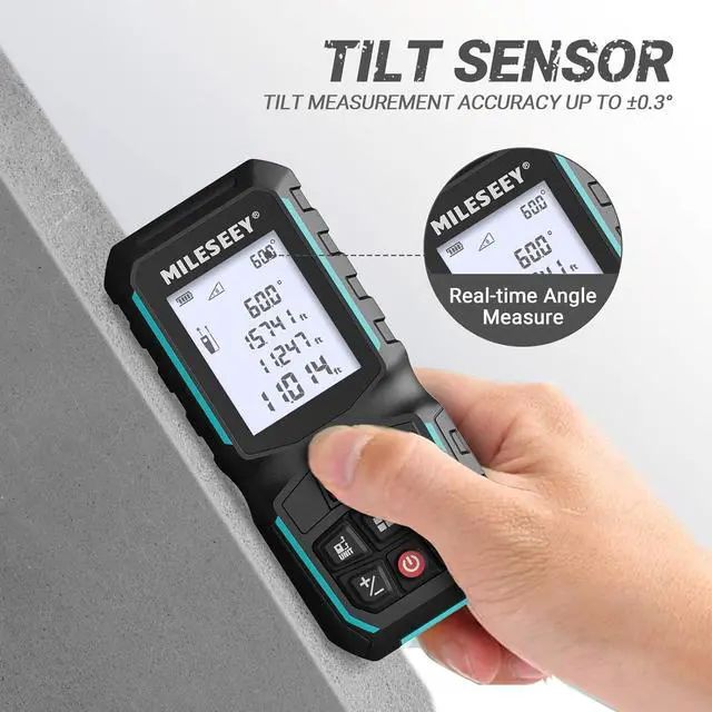 Alt view image 2 of 6 - G2 Laser Measurement Tool 330FT (Ft/in/M/Ft+in) with Angle Sensor, Laser Measuring Tool with Pocket Clip, Distance Area Volume Measure and Pythagoras, ±1/16 in Accuracy