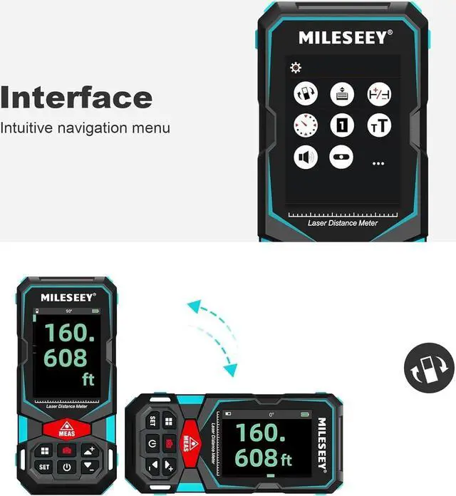Alt view image 6 of 7 - 330Ft Laser Distance Meter, Rechargeable Multifunctional Laser Measurement Tool with Pointfinder Camera,P2P Technology, Perfect for Outdoor Long-Range Measuring (App Version)