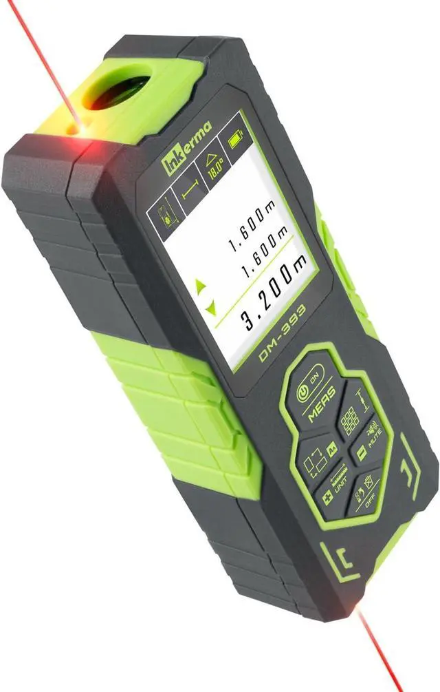 Main image of Laser Measurement Tool, Inkerma Bilateral Laser Distance Meter, Rechargeable Laser Measure with Color Backlit LCD Display, Angle Sensor, Pythagorean Mode, Area and Volume