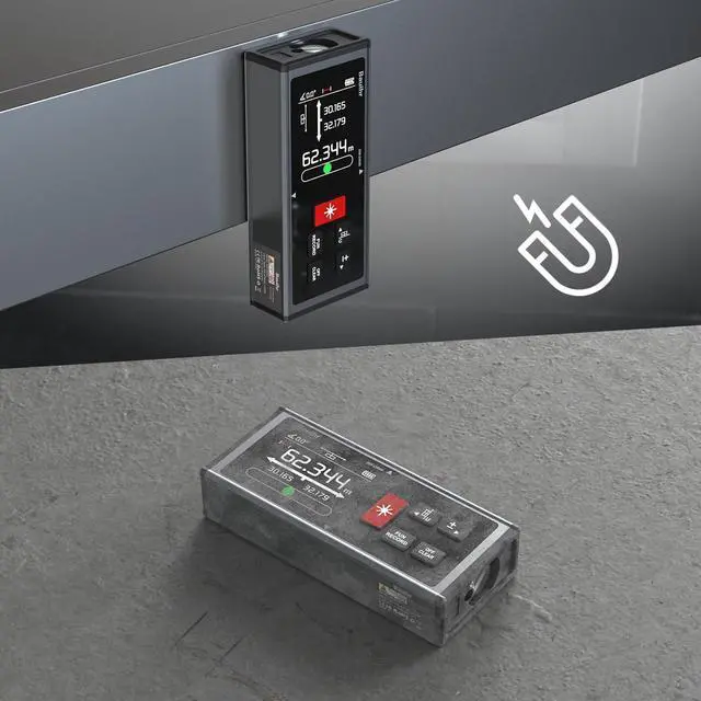 Alt view image 6 of 7 - Laser Measurement Tool, Bauihr 393ft/120M Rechargeable Aluminum Dual Laser Distance Meter, Laser Measure with Color Backlit LCD Display, Digital Angle, M/in/Ft Unit Switching