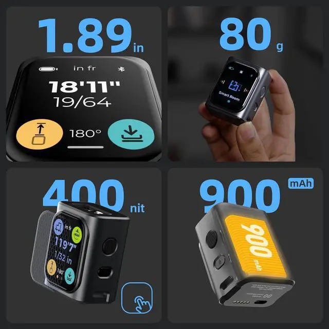 Alt view image 4 of 6 - M-Cube Laser Measuring Tool,164ft/50m,±1/16 inch Accuracy,Rechargeable Modular Measurement Tool for Area,Volume,Pythagorean,Big Number LCD Display | Bluetooth App,Small Tape Measure Space Gray -