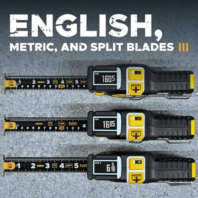 Alt view image 7 of 7 - T1 Tomahawk Digital Tape Measure - Professional Accurate Measuring Tool, Green Laser, E-Paper Measuring List, Measurements Shared Over Bluetooth, Replaceable Blades