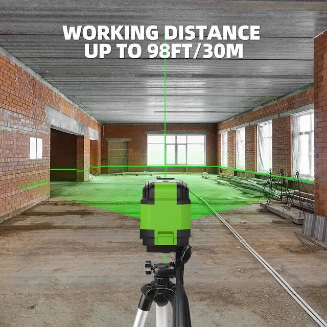 Alt view image 5 of 7 - 360° Laser Level with Tripod, Huepar 98Ft Self Leveling Laser Level Accurate Green Cross Line Laser Leveler Tool for Picture Hanging, Tile, Construction Indoor Project, Battery&Carrying Bag Included