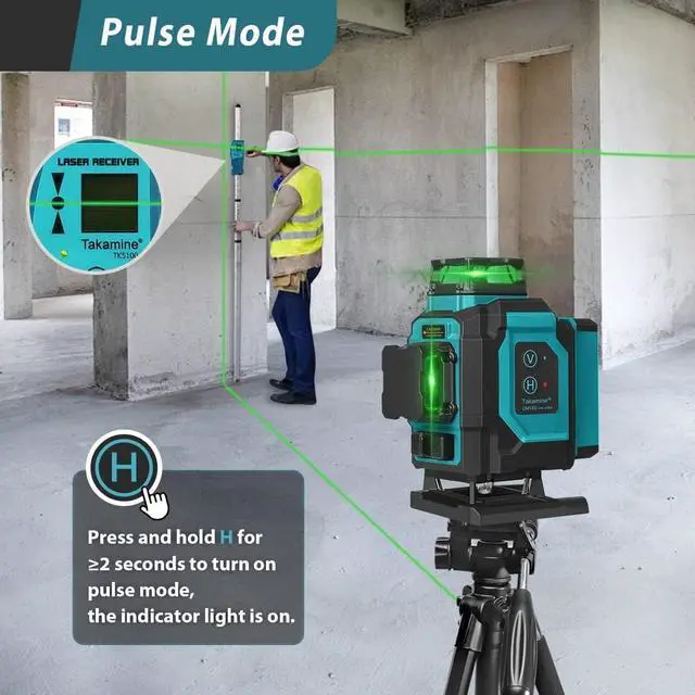 Alt view image 4 of 7 - 16 Lines Green Laser Level Pro, 4x360° 4D Green Cross Line Professional for Construction, Two 360° Vertical and Two 360° Horizontal Laser Level Pulse Mode and Remote Controller