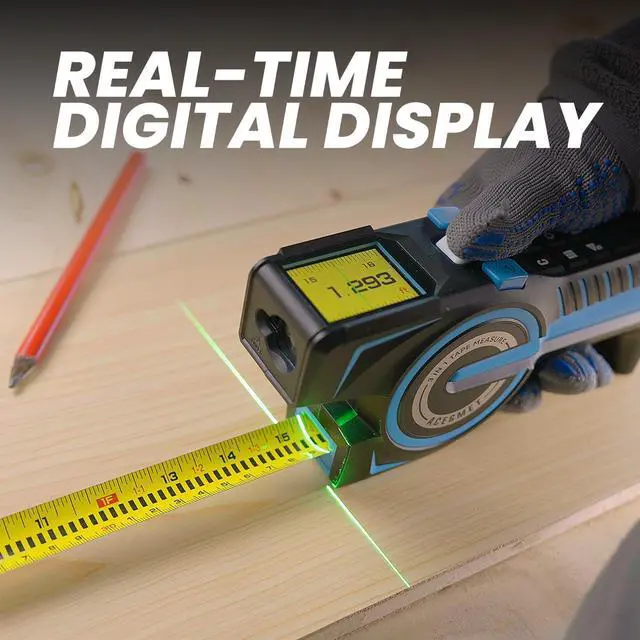 Alt view image 2 of 7 - 3-in-1 Digital Tape Measure, 330Ft Laser Measurement Tool &Auto Lock Tape with Instant Digital Readout, Extended Laser Line &Incremental Measurement, Replaceable Tape | Swappable Battery | APP Sync