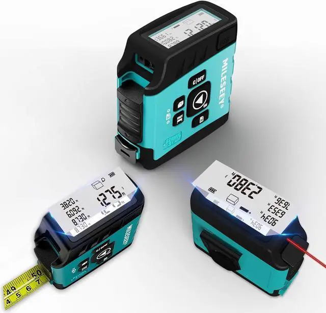 Alt view image 5 of 7 - DT20 Laser Tape Measure 3-in-1, 130FT Laser Distance Meter, 16FT Digital Tape Measure, Regular Tape Measure, Area Volume Measuring Pythagorean Mode, Waterproof and Rechargeable