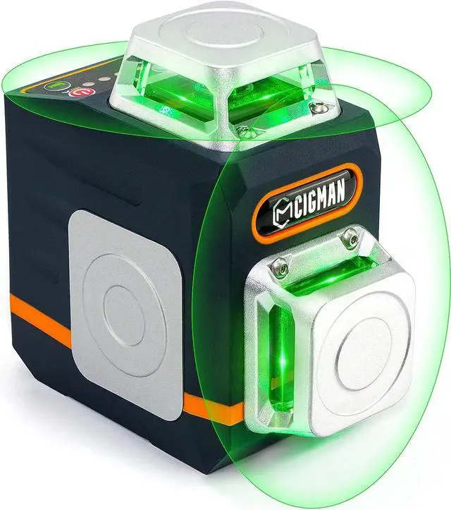 Main image of Laser Level Self Leveling 3x360° 3D Green Cross Line for Construction and Picture Hanging, Rechargeable battery, Remote Controller, Magnetic Rotating Stand Included