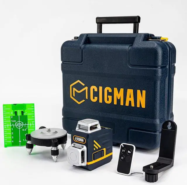 Alt view image 7 of 7 - Laser Level Self Leveling 3x360° 3D Green Cross Line for Construction and Picture Hanging, Rechargeable battery, Remote Controller, Magnetic Rotating Stand Included