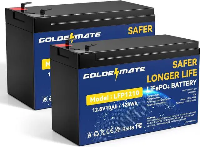 Main image of 12V 10Ah LiFePO4 Lithium Deep Cycle Battery(2-Pack), 5000+ Cycles Lithium Iron Phosphate Rechargeable Battery for Solar, Lighting, Power Wheels, Fish Finder, Scooters, Lightweight