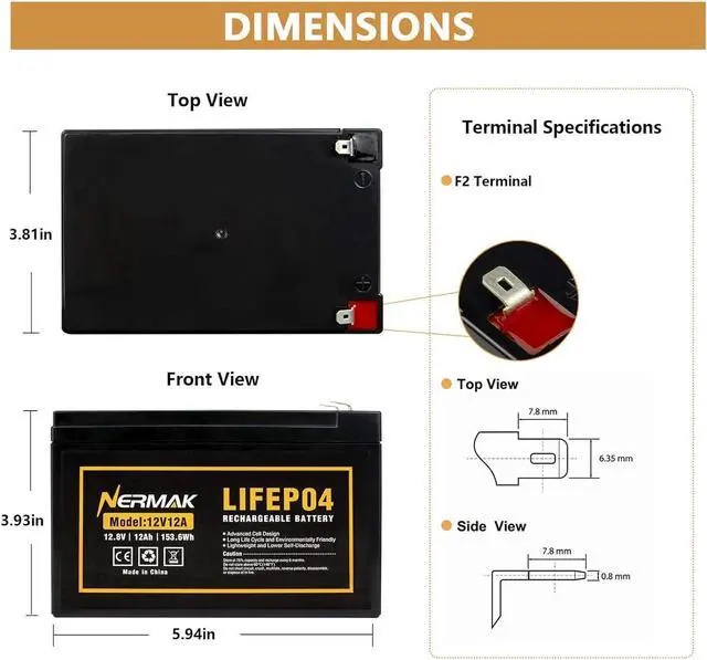 Alt view image 2 of 7 - 2 Pack 12V 12Ah LiFePO4 Deep Cycle Battery, 2000+ Cycles Lithium Iron Phosphate Rechargeable Battery for Solar Power,UPS,Lighting, Power Wheels, Fish Finder, Scooters and More, Built-in 12A BMS
