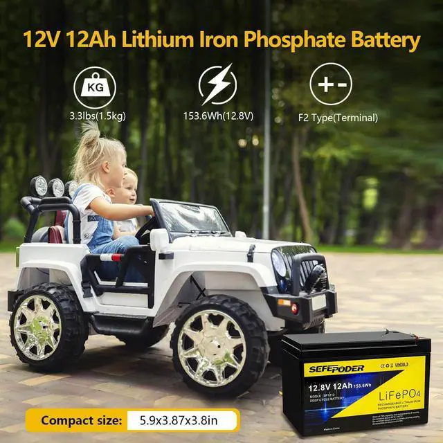Alt view image 5 of 7 - 2 Pack 12V 15Ah LiFePO4 Deep Cycle Battery, 2000+ Cycles Rechargeable Battery for Lighting, Power Wheels, Fish Finder and More with Built-in 16A BMS