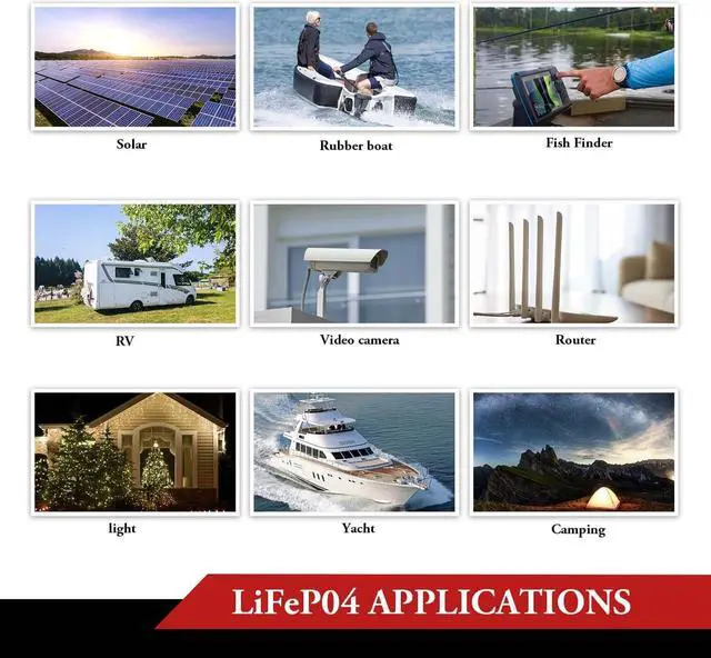 Alt view image 5 of 7 - 12V 20Ah Lithium LiFePO4 Deep Cycle Battery, 3000+ Cycle Rechargeable Lithium Iron Phosphate Battery for Solar, Fish Finder, Marine, Outdoor Camping, Off-Grid Applications with 20A BMS