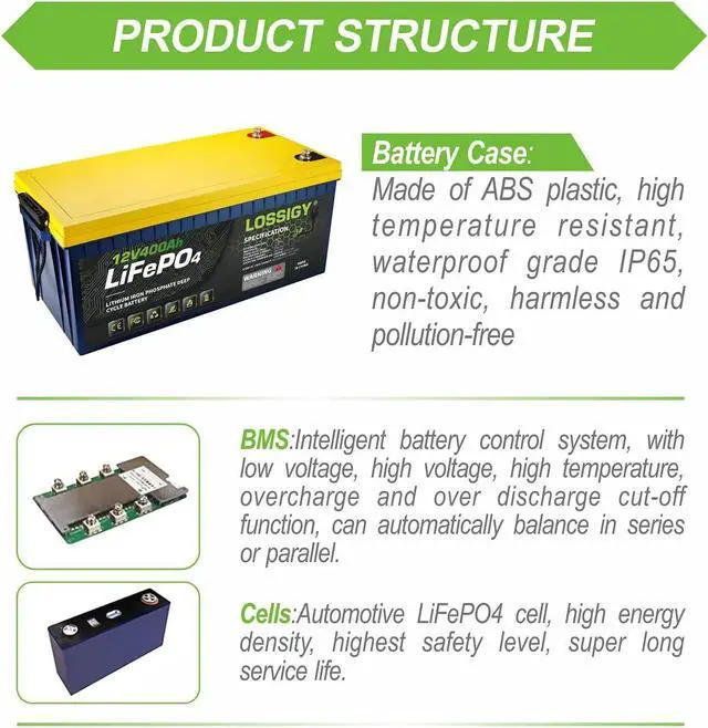 Alt view image 4 of 6 - 12V 100AH Lifepo4 Battery, Deep Cycle Rechargeable Lithium with BMS, 10 Yrs Lifespan, Prefect for Any Solar System, Best for Replacement Your Olds.