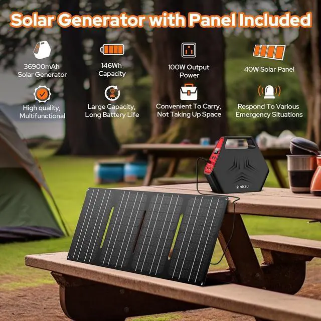 Alt view image 2 of 6 - 146Wh Portable Power Station, Power Bank with AC outlet, 100W Portable Laptop Battery Bank for Outdoor Camping Home Office Hurricane Emergency