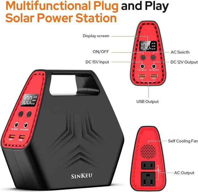 Alt view image 3 of 6 - 146Wh Portable Power Station, Power Bank with AC outlet, 100W Portable Laptop Battery Bank for Outdoor Camping Home Office Hurricane Emergency