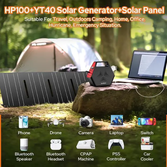 Alt view image 4 of 6 - 146Wh Portable Power Station, Power Bank with AC outlet, 100W Portable Laptop Battery Bank for Outdoor Camping Home Office Hurricane Emergency