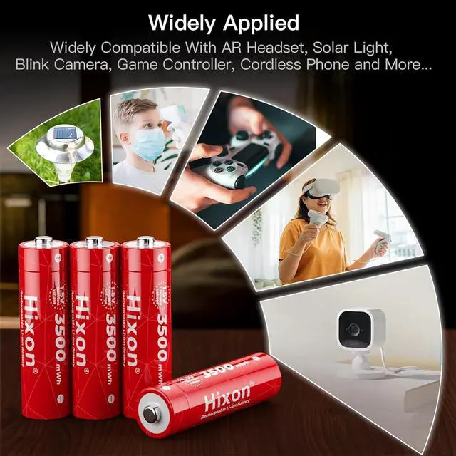 Alt view image 2 of 7 - Rechargeable Lithium AA Batteries,8Pack 1.5V Li-ion Batteries with 2H Fast LCD Charger,3500mWh High-Capacity Long-Lasting Constant Output for Xbox/VR,Blink,Smart Lock,etc.