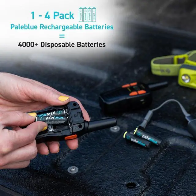 Alt view image 4 of 6 - USB Rechargeable AAA Batteries by Pale Blue, Lithium Ion 1.5v 600 mAh, Charges Under 1 Hour, Over 1000 Cycles, 4-in-1 USB-A to USB-C Charging Cable, LED Charge Indicator, 12-Pack