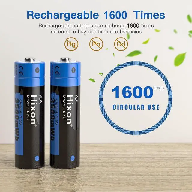 Alt view image 4 of 7 - 1.5V AA Rechargeable Lithium Batteries, 3500mWh High Capacity Double AA Battery,Full Recharged 12-Pack for Household Device,1600Cycle,Max 3A Discharge-Charger Not Included
