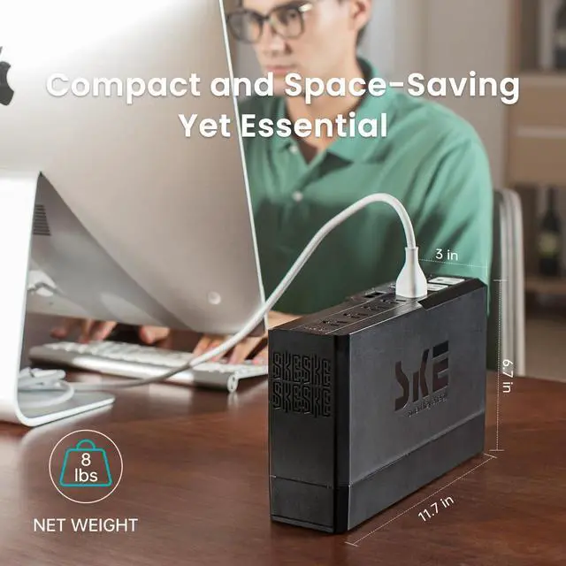 Alt view image 3 of 7 - SKE Compact Size 425VA/240W UPS Battery Backup & Surge Protector for Computer UPS Uninterruptible Power Supply UPS Phoenix VL425