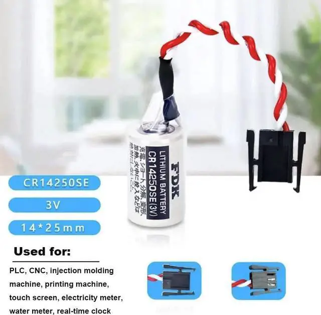 Alt view image 2 of 7 - 5Pcs 3V 1000mAh 1747-BA Replacement PLC Battery with Black Connector for Sanyo FDK CR14250SE 1/2AA Backup Power Supply