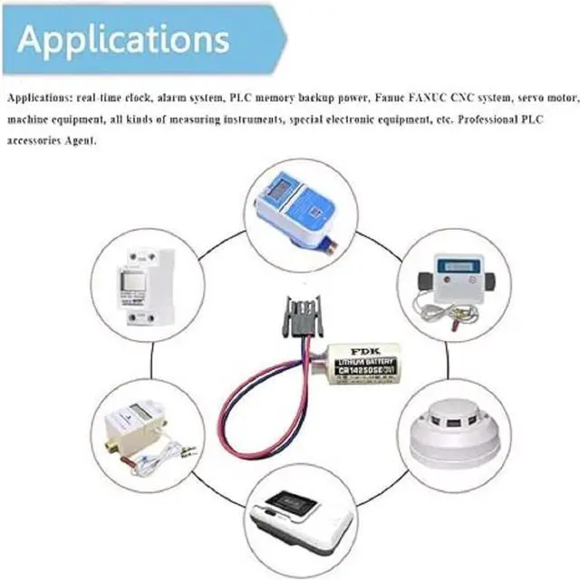 Alt view image 3 of 7 - 5Pcs 3V 1000mAh 1747-BA Replacement PLC Battery with Black Connector for Sanyo FDK CR14250SE 1/2AA Backup Power Supply