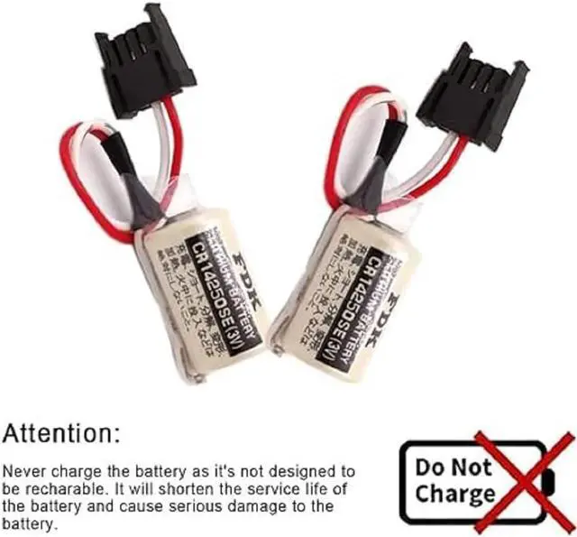 Alt view image 5 of 7 - 5Pcs 3V 1000mAh 1747-BA Replacement PLC Battery with Black Connector for Sanyo FDK CR14250SE 1/2AA Backup Power Supply