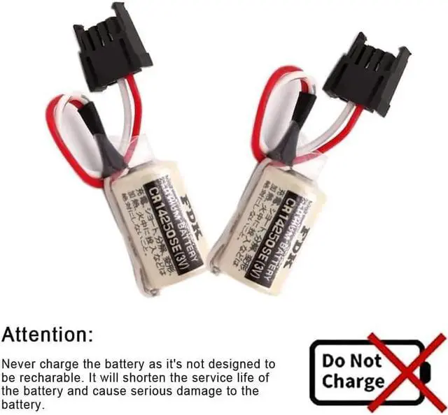 Alt view image 7 of 7 - 5Pcs 3V 1000mAh 1747-BA Replacement PLC Battery with Black Connector for Sanyo FDK CR14250SE 1/2AA Backup Power Supply