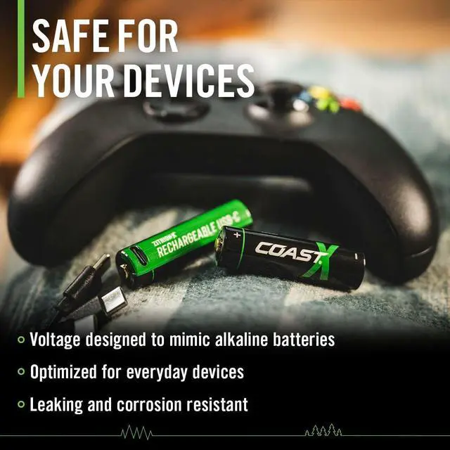 Alt view image 5 of 7 - AA USB-C Rechargeable Batteries, ZITHION-X, Lithium Ion 1.5v 2400 mAh, Long Lasting, Charges Under 2.5 Hours, Charging Cable Included, 8-Battery Pack