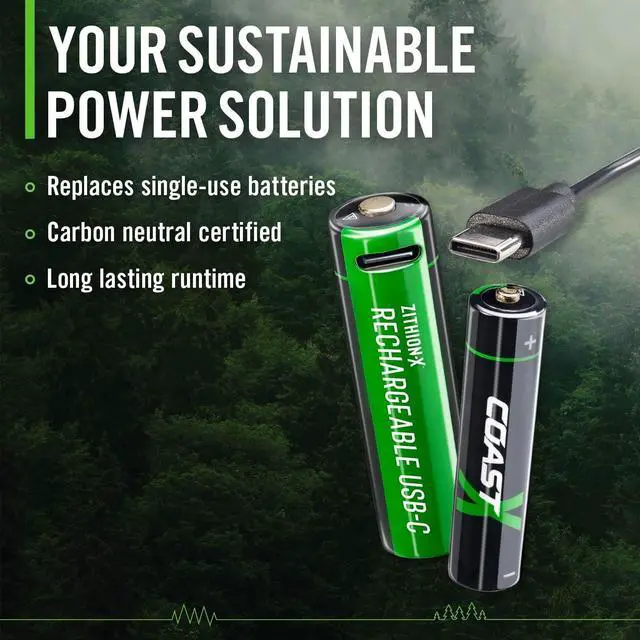 Alt view image 7 of 7 - AA USB-C Rechargeable Batteries, ZITHION-X, Lithium Ion 1.5v 2400 mAh, Long Lasting, Charges Under 2.5 Hours, Charging Cable Included, 8-Battery Pack