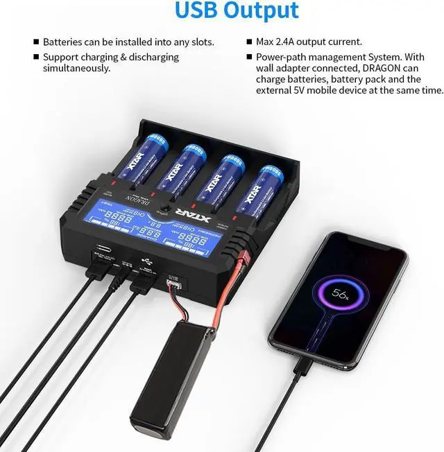 Alt view image 7 of 7 - VP4L Plus Charger 4-Slots Intelligent Universal Battery Charger Analyzer tester for 14500 18650 21700 26650 32650 AAA AA C D Batteries 11.1V /3S Battery Pack
